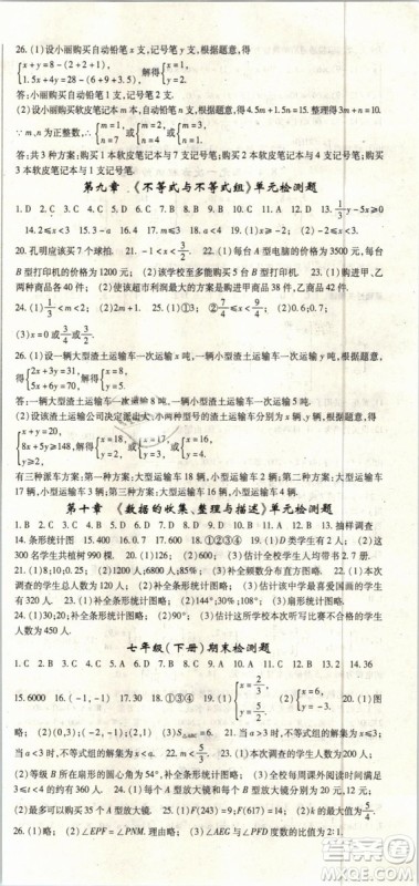 2019春人教版启航新课堂七年级数学下册RJ参考答案