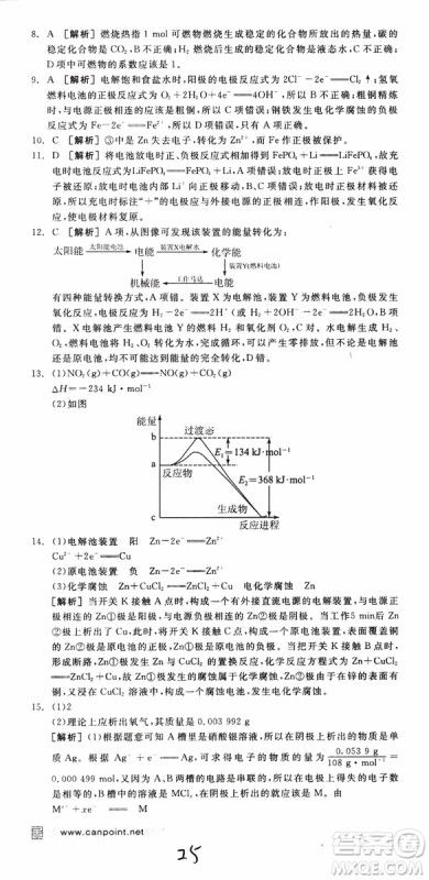 2019年全品学练考练习册高中化学选修4新课标SJ苏教版参考答案 2019年全品学练考练习册高中化学选修4新课标SJ苏教版参考答案