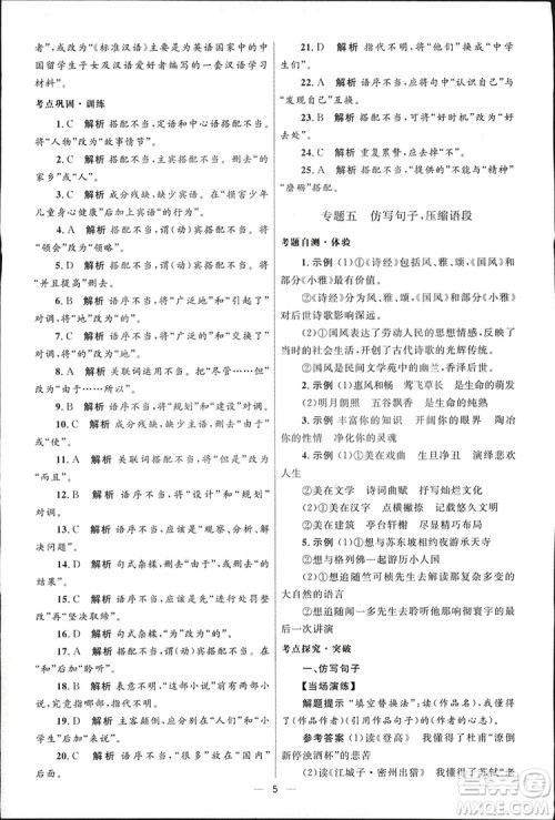 2019初中总复习优化设计小试卷语文人教版答案