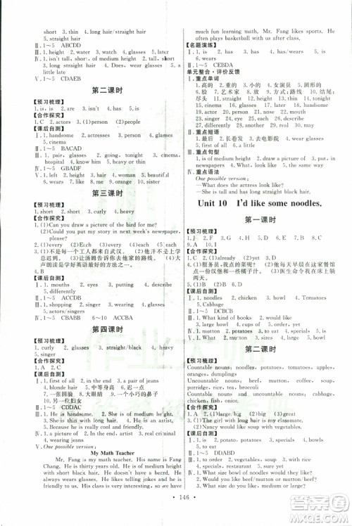 2019版天舟文化能力培养与测试七年级下册英语人教版参考答案