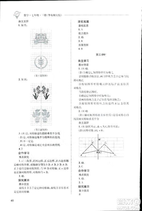 2019新课程问题解决导学方案数学七年级下册华东师大版答案 2019新课程问题解决导学方案数学七年级下册华东师大版答案