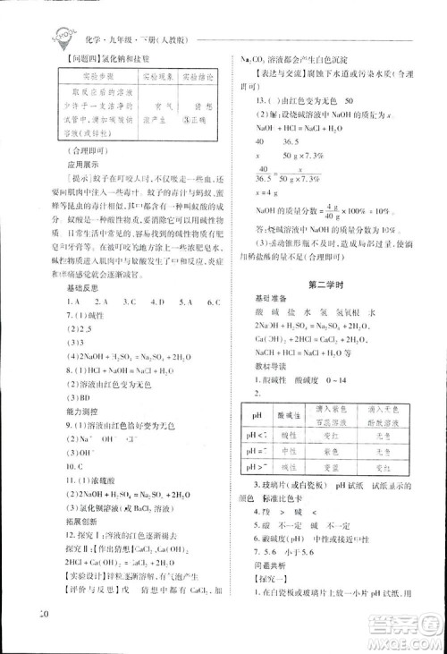 2019新课程问题解决导学方案九年级下册化学人教版答案 2019新课程问题解决导学方案九年级下册化学人教版答案