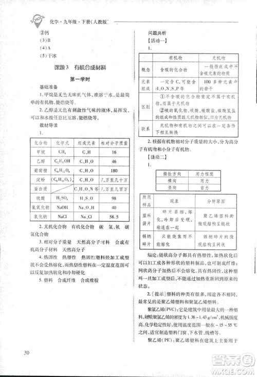 2019新课程问题解决导学方案九年级下册化学人教版答案