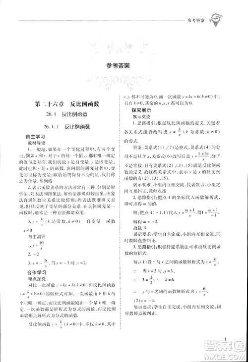 2019新课程问题解决导学方案九年级下册数学人教版答案