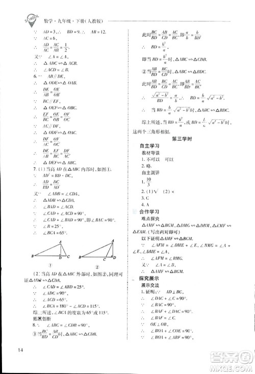 2019新课程问题解决导学方案九年级下册数学人教版答案