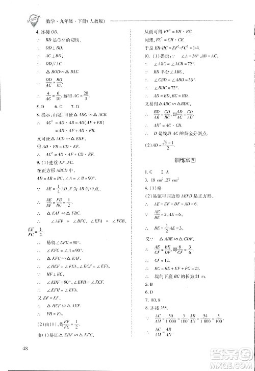 2019新课程问题解决导学方案九年级下册数学人教版答案