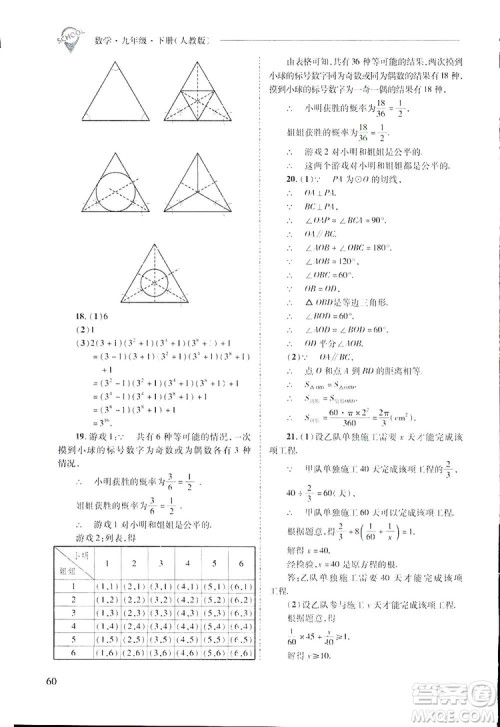 2019新课程问题解决导学方案九年级下册数学人教版答案