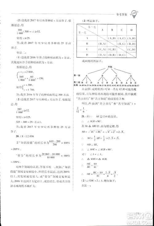2019新课程问题解决导学方案九年级下册数学人教版答案