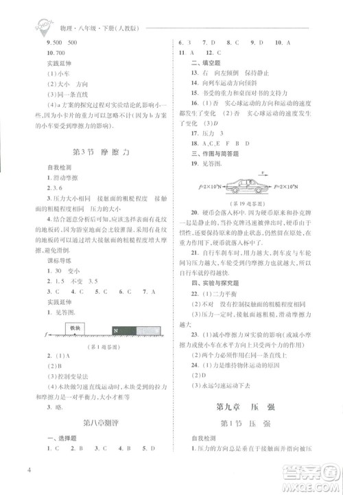 2019新课程问题解决导学方案八年级下册物理人教版答案 2019新课程问题解决导学方案八年级下册物理人教版答案