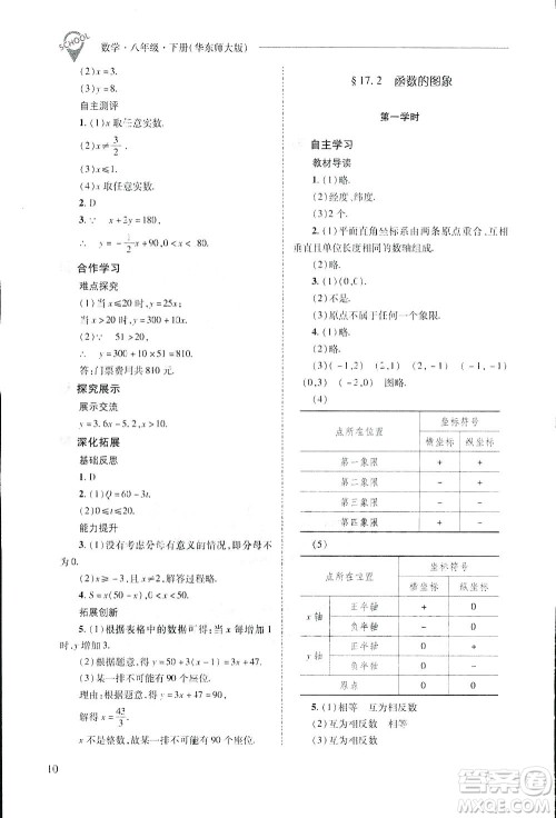 2019新课程问题解决导学方案数学八年级下册华东师大版答案 2019新课程问题解决导学方案数学八年级下册华东师大版答案