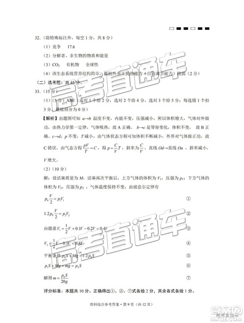 云南师大附中2019年高三高考适应性月考卷六理综试卷及答案