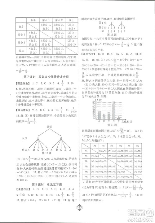 轻松一典2019轻松作业本数学九年级下册新课标江苏版答案