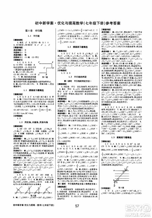 BBS精品系列2019春初中新学案优化与提高七年级数学下册B参考答案