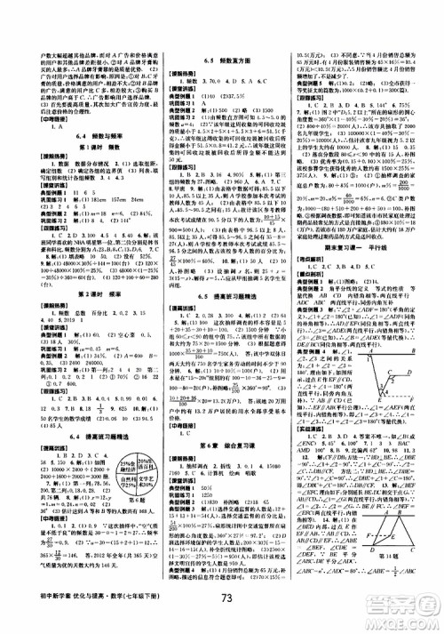 BBS精品系列2019春初中新学案优化与提高七年级数学下册B参考答案