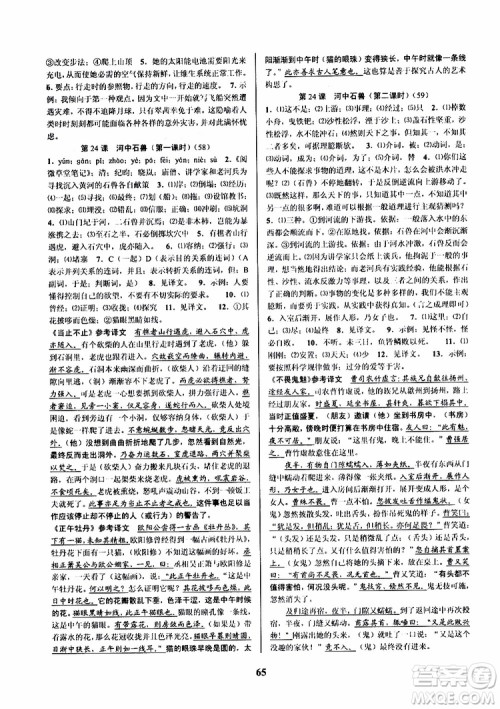 2019版初中新学案优化与提高七年级语文下人教版参考答案