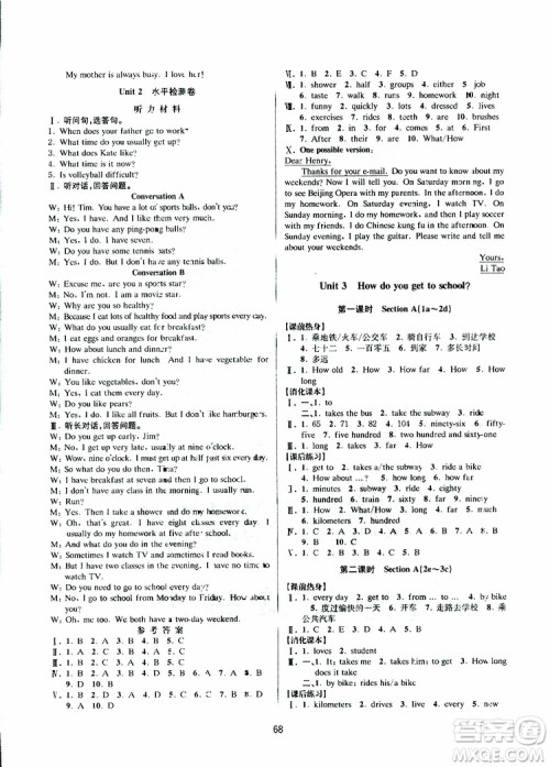 BBS系列2019年初中新学案优化与提高七年级英语下册R人教版J参考答案 BBS系列2019年初中新学案优化与提高七年级英语下册R人教版J参考答案