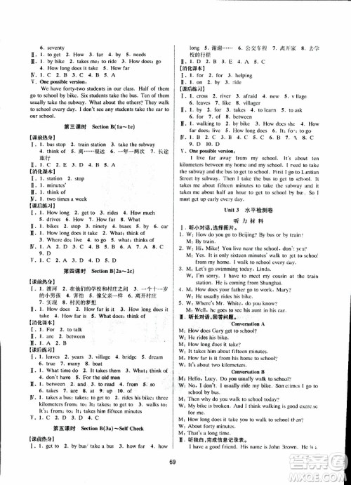 BBS系列2019年初中新学案优化与提高七年级英语下册R人教版J参考答案 BBS系列2019年初中新学案优化与提高七年级英语下册R人教版J参考答案