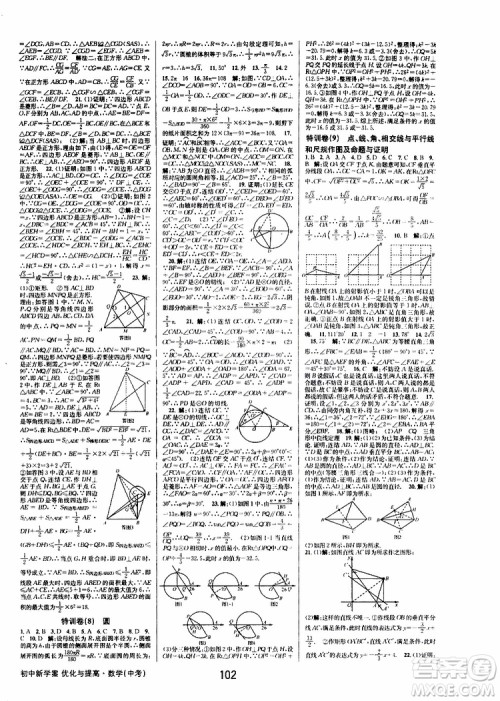 2019版BBS初中新学案优化与提高九年级数学中考总复习参考答案