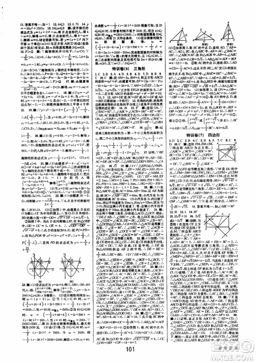 2019版BBS初中新学案优化与提高九年级数学中考总复习参考答案