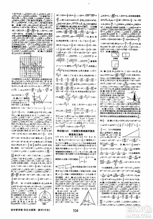 2019版BBS初中新学案优化与提高九年级数学中考总复习参考答案 2019版BBS初中新学案优化与提高九年级数学中考总复习参考答案