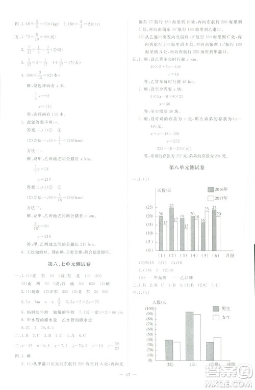 北师大版2019课堂精练小学五年级数学增强版下册参考答案