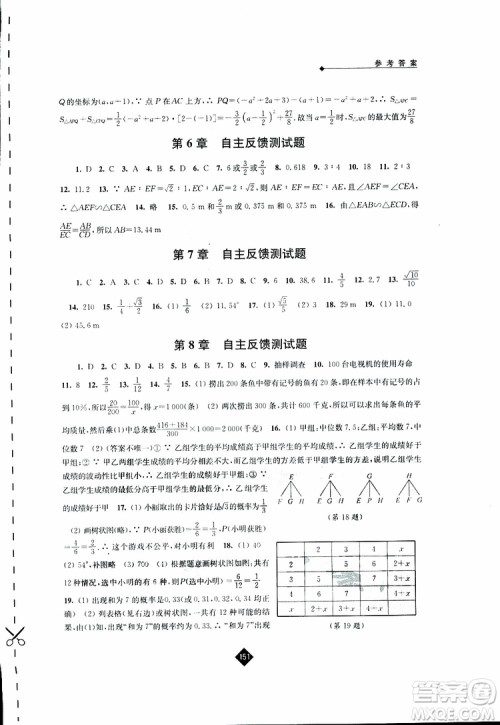 2019春苏科版伴你学数学九年级下册参考答案