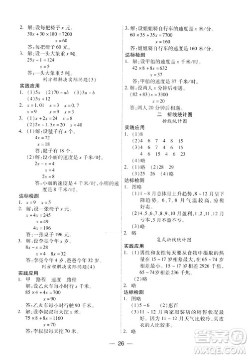 凤凰版新课标2019两导两练高效学案数学五年级下册答案