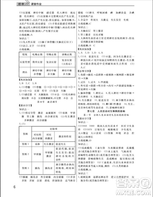 武汉出版社2019智慧学习课堂作业八年级生物下册人教版答案 武汉出版社2019智慧学习课堂作业八年级生物下册人教版答案