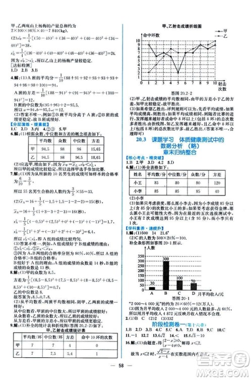 河北专版课时练同步导学历案2019初八年级下册人教版数学答案