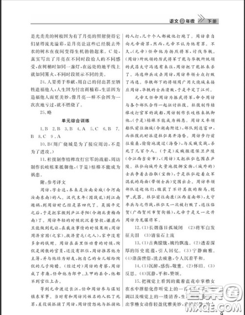 武汉出版社2019智慧学习课堂作业九年级下册语文鄂教版答案
