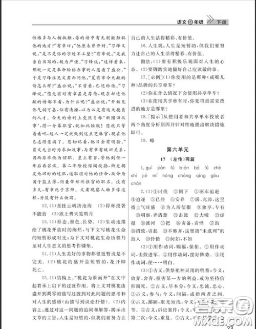 武汉出版社2019智慧学习课堂作业九年级下册语文鄂教版答案