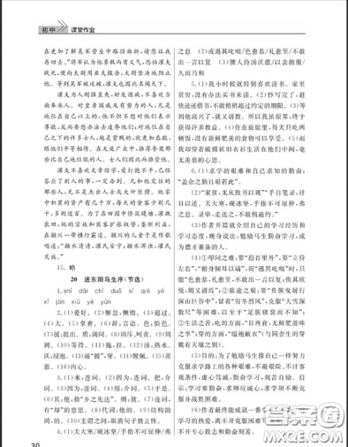 武汉出版社2019智慧学习课堂作业九年级下册语文鄂教版答案