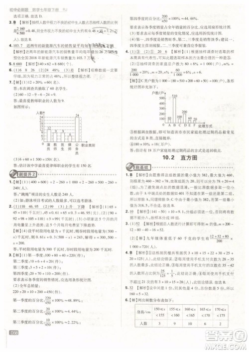 2019版初中必刷题七年级下册数学RJ人教版参考答案