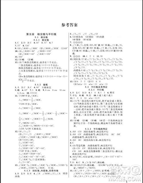 武汉出版社2019智慧学习课堂作业七年级数学下册人教版答案