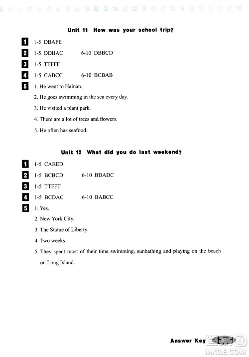 人民教育出版社2019年英语同步阅读七年级下册参考答案