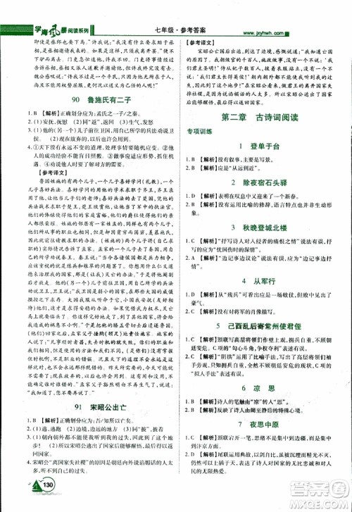 2019年初中课外文言文阅读七年级参考答案 2019年初中课外文言文阅读七年级参考答案