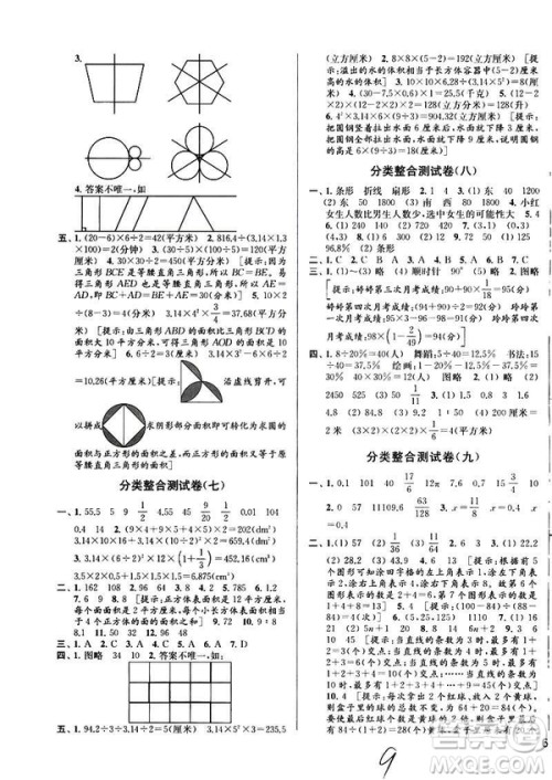 2019亮点给力大试卷江苏版六年级数学下册参考答案