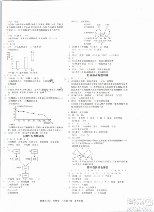 2019版全品作业本八年级下册生物学RJ人教版参考答案