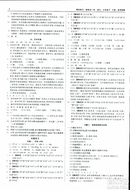 2019春精彩练习就练这一本七年级下册语文人教版R版参考答案