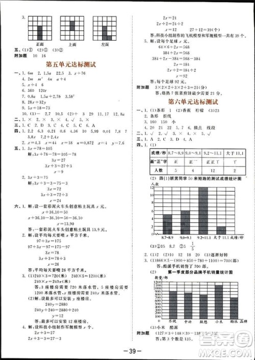 小儿郎2019春季53天天练四年级下册数学北师大版参考答案