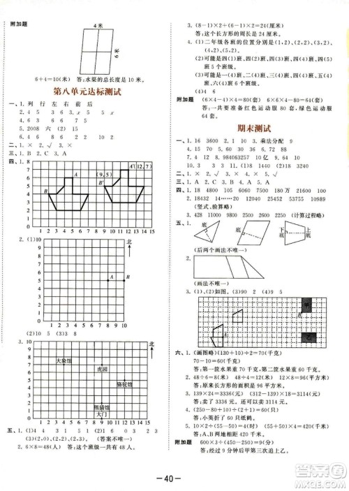 曲一线2019春季53天天练四年级下册数学苏教版SJ参考答案