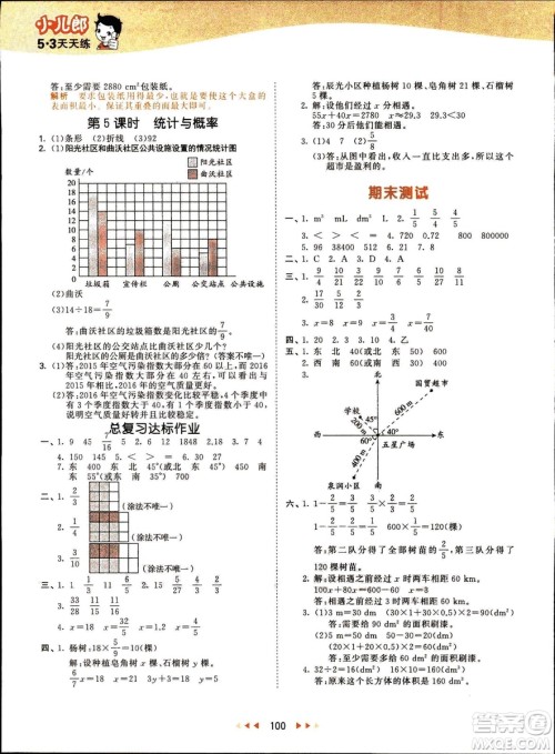 曲一线2019春季53天天练小学数学五年级下册北师大版BS答案 曲一线2019春季53天天练小学数学五年级下册北师大版BS答案