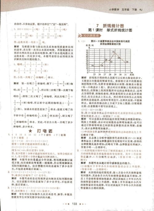 2019春季曲一线53天天练小学数学五年级下册RJ人教版答案