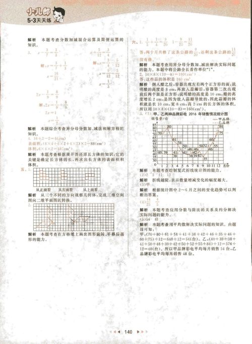 2019春季曲一线53天天练小学数学五年级下册RJ人教版答案