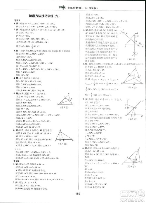 2019荣德基综合应用创新题典中点数学七年级下册北师大版BSD答案