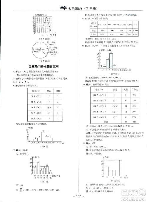 2019荣德基综合应用创新题典中点数学七年级下册人教版答案