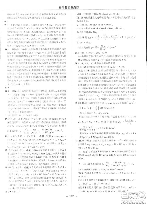 2019荣德基典中点综合应用创新题物理八年级下册人教版答案