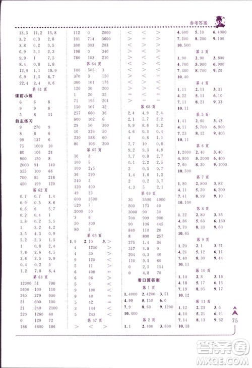 2019春黄冈小状元口算速算练习册三年级数学下册人教版答案 2019春黄冈小状元口算速算练习册三年级数学下册人教版答案