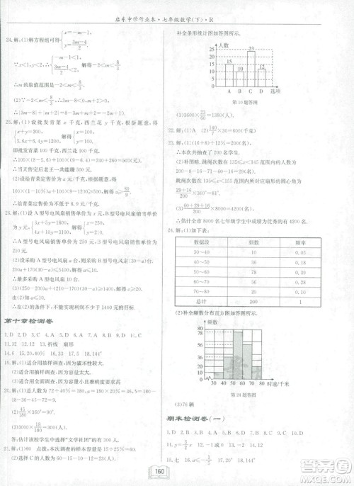 2019春启东中学作业本人教版R七年级数学下册答案