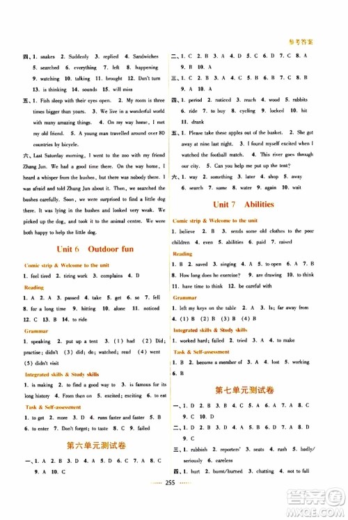 江苏版2019春名师点拨七年级英语下参考答案